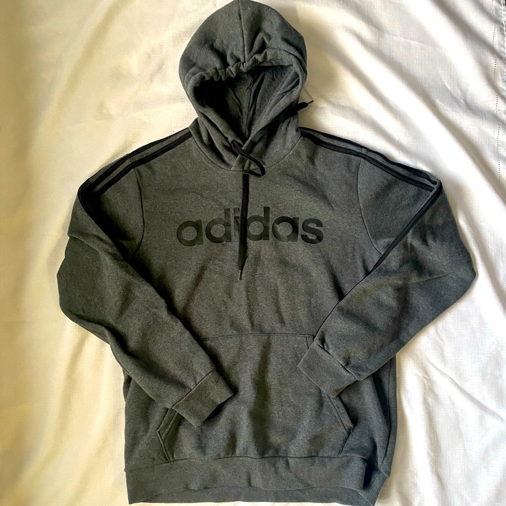 Mens Adidas Hoodie Size Large Gray Black super comfortable! L